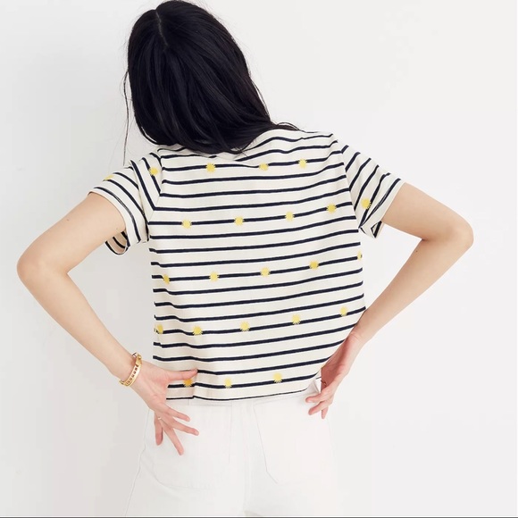 Madewell boxy crop top embroidered suns and stripes size XS - Picture 3 of 14